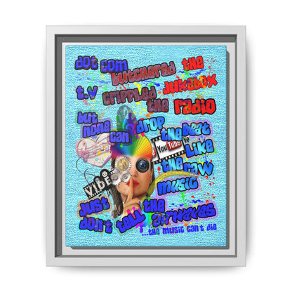 drop the beat - framed canvas art (faded blue)