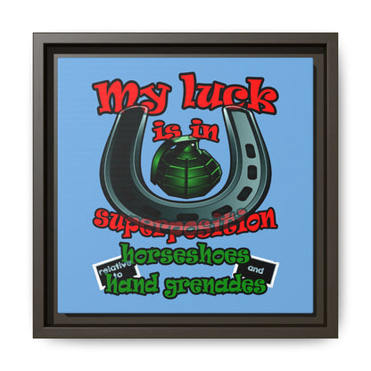 my luck - framed canvas art (light blue)
