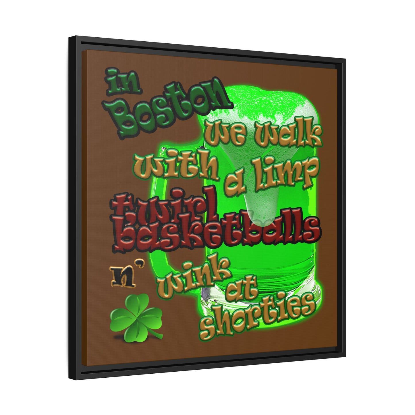 celtics logo - framed canvas art (brown)