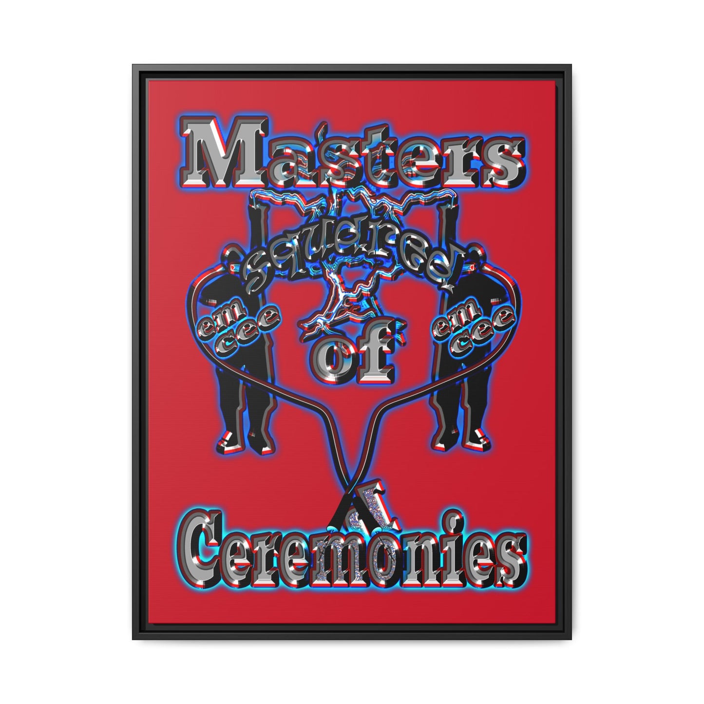 em cee squared - framed canvas art (dark red)