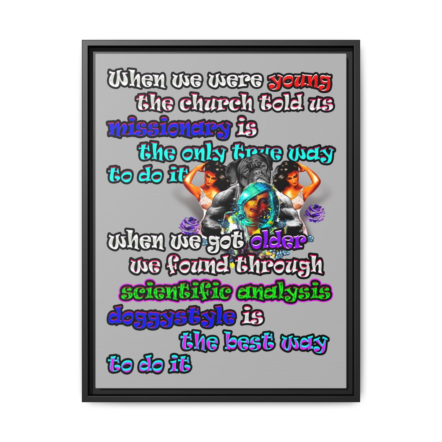 doggystyle - framed canvas art (light grey)