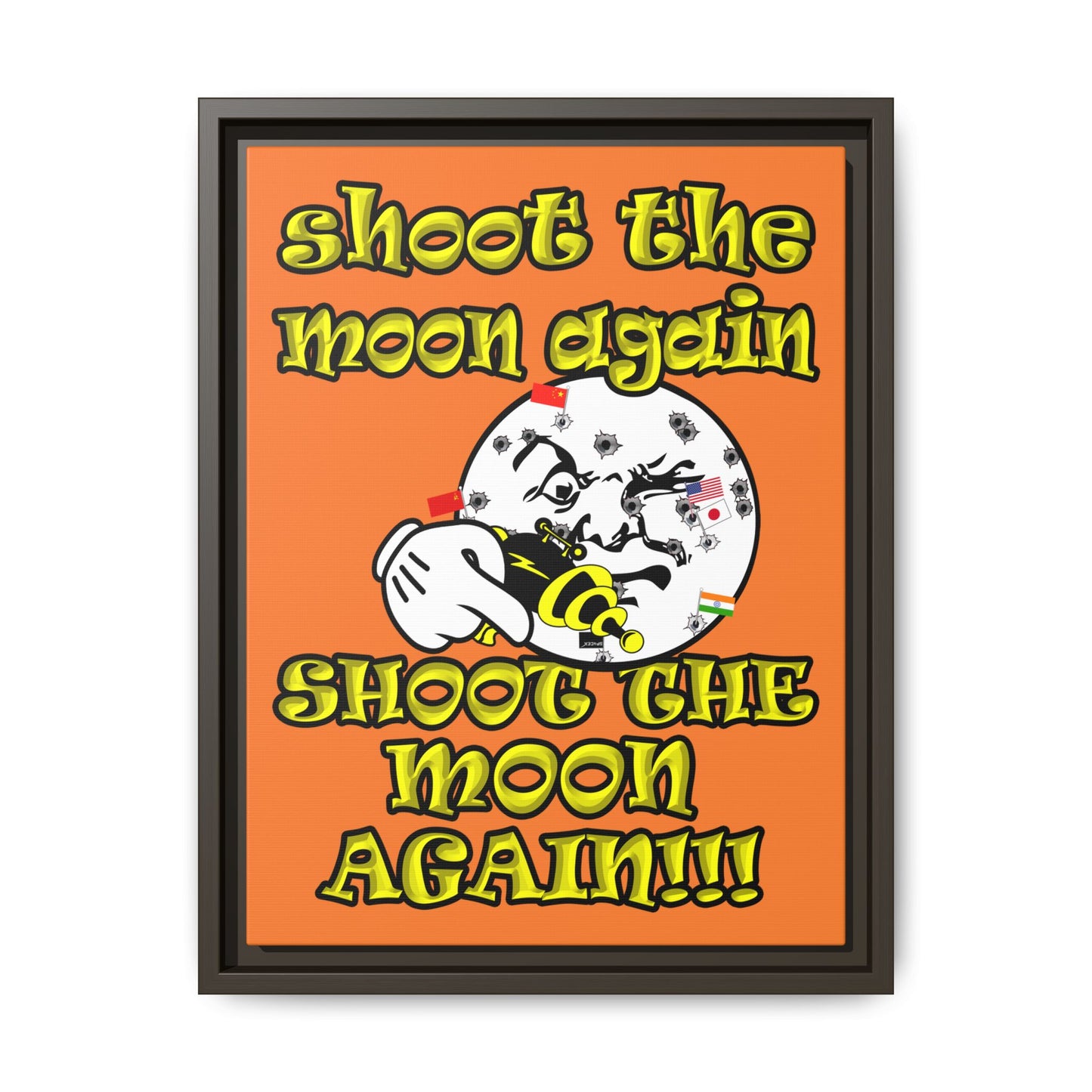 shoot the moon again - framed canvas art (crusta)