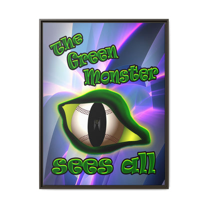 green monster - framed canvas art (grey-pink wave)