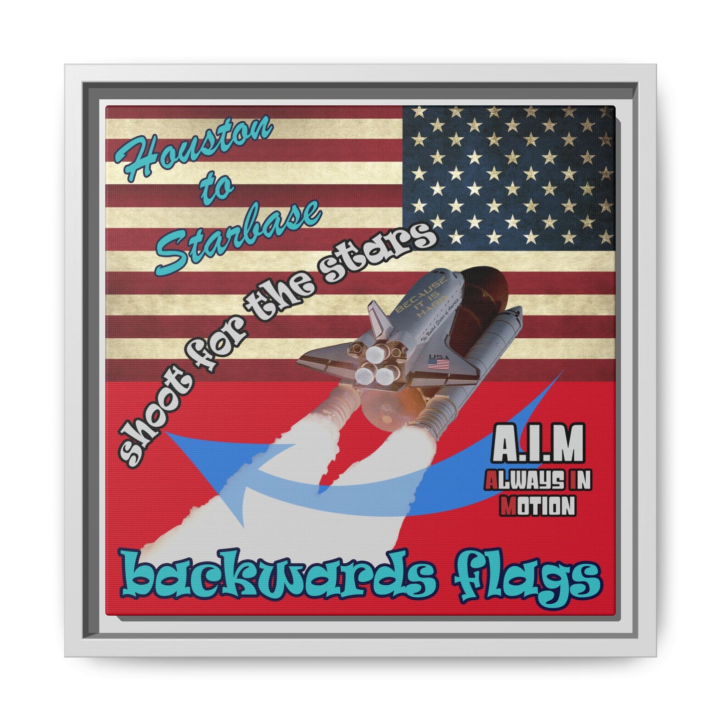 shoot for the stars - framed canvas art (dark red)