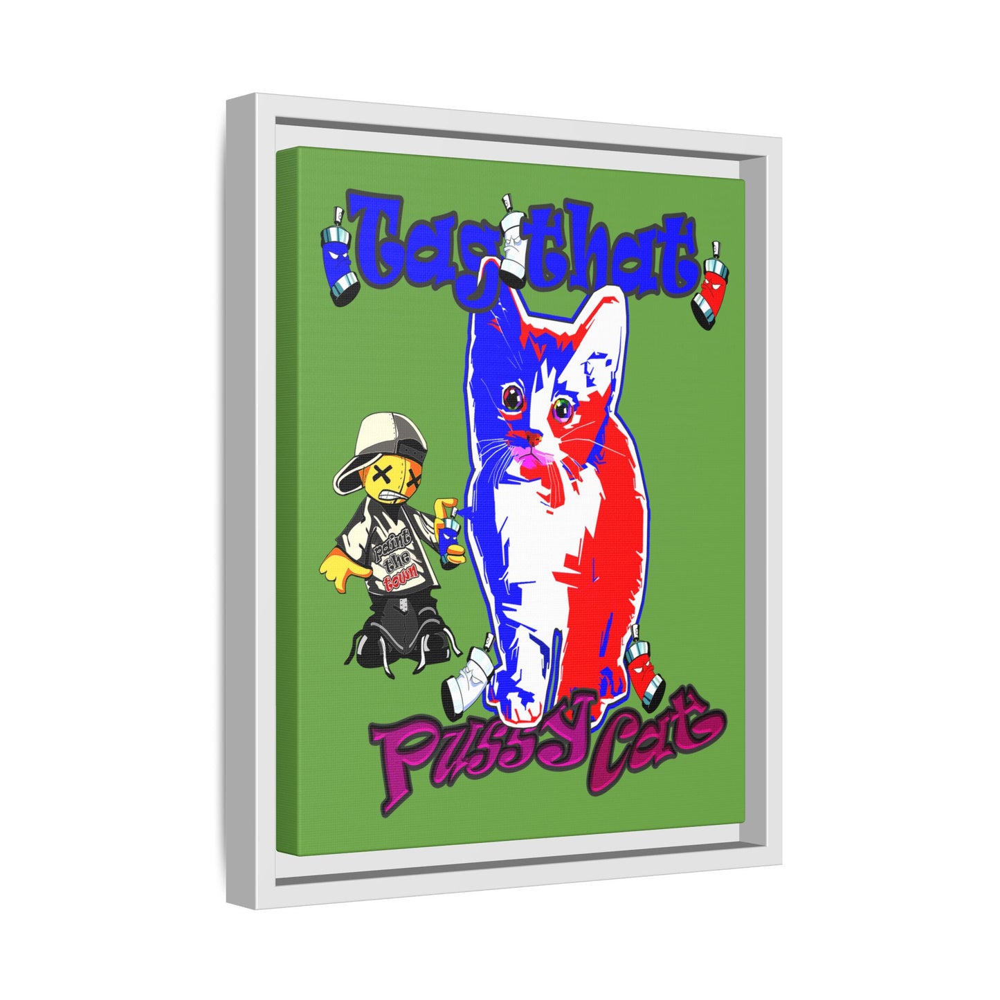 tag that - framed canvas art (green)