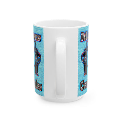 em cee squared - White Mug (faded dark blue)