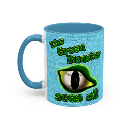 green monster - Accent Mug (faded blue)