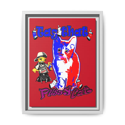 tag that - framed canvas art (dark red)