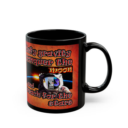 defy conquer reach - Black Mug (burnt orange)