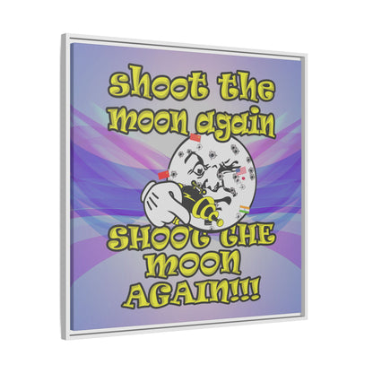 shoot the moon again - framed canvas art (light blue-pink wave)