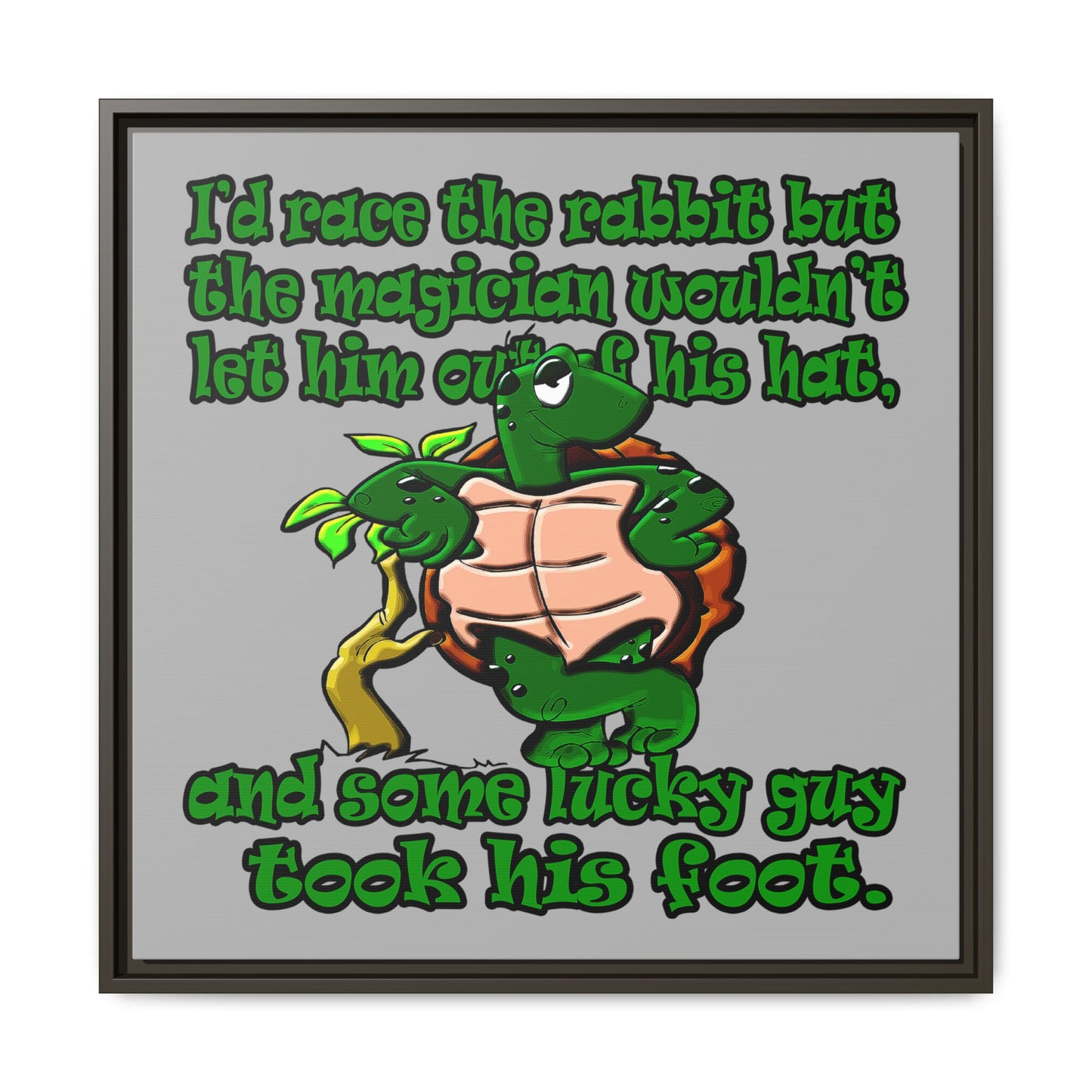 turtle race - framed canvas art (light grey)