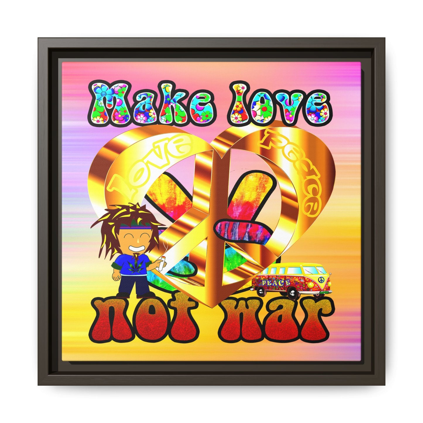 love peace - framed canvas art (color blur)