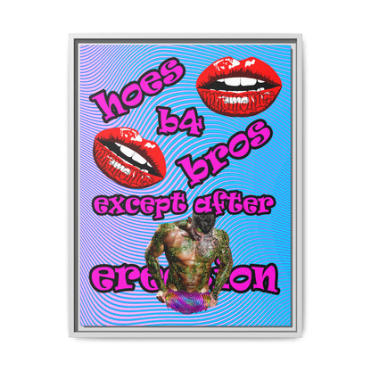 hoes b4 bros - framed canvas art (light blue-purple wave)