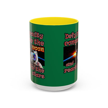 defy conquer reach - Accent Mug (dark green)