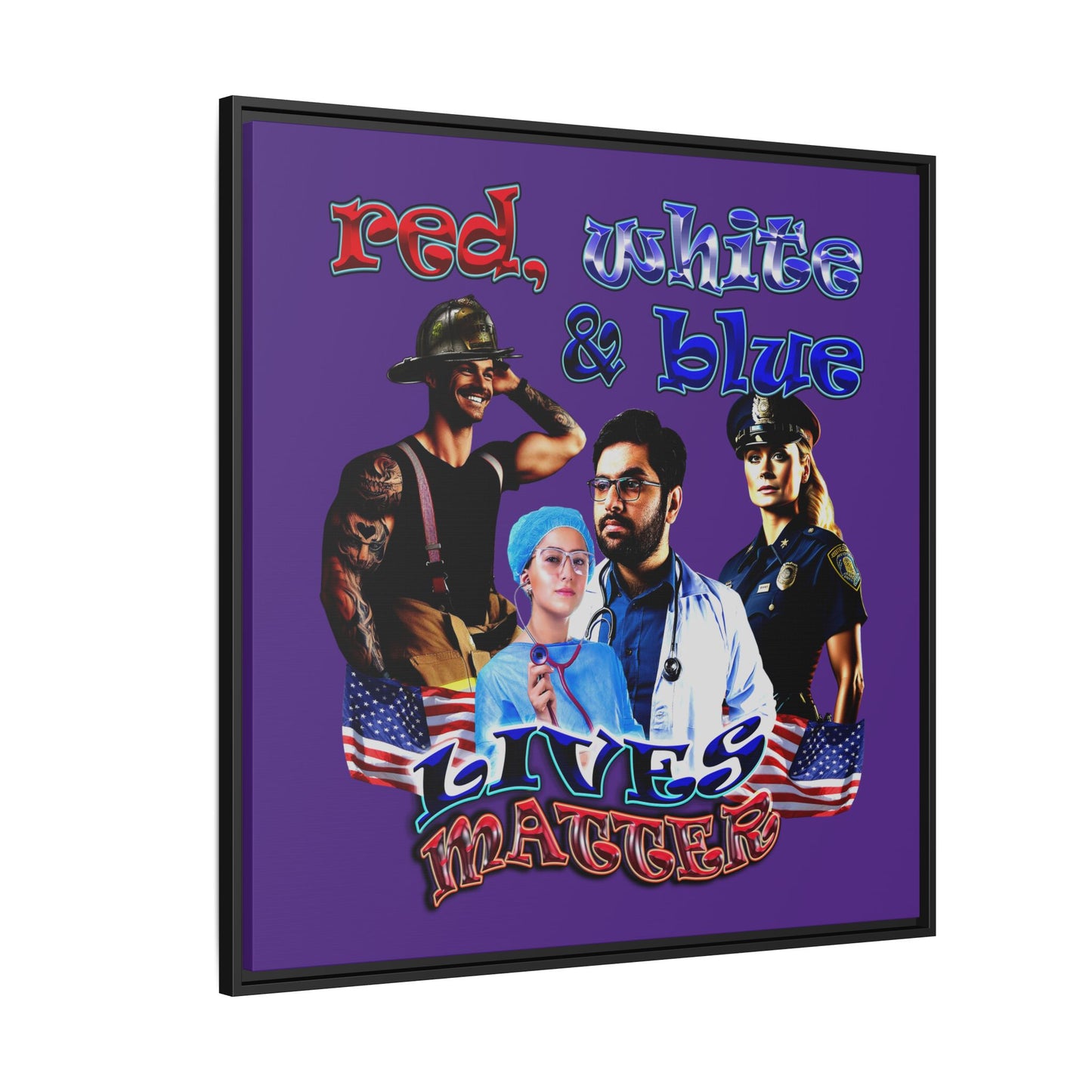 rw&b lives matter - framed canvas art (purple)