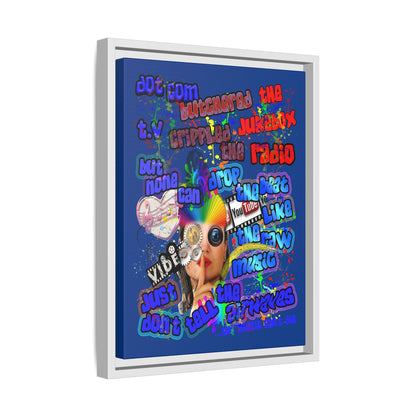 drop the beat - framed canvas art (dark blue)