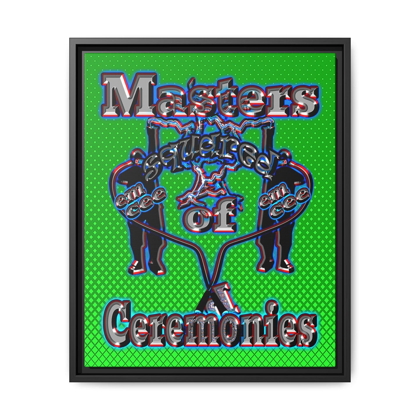 em cee squared - framed canvas art (logo green)