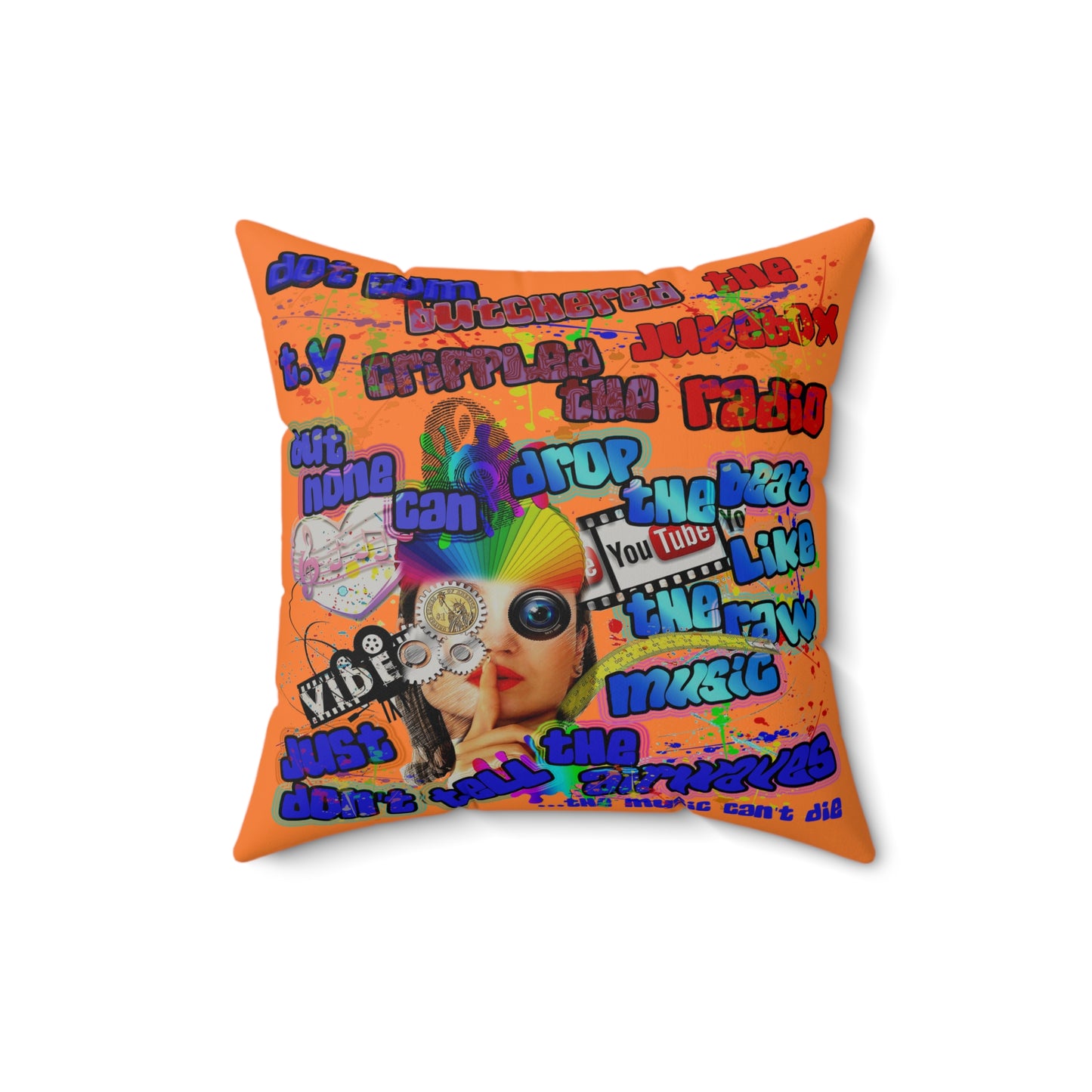 drop the beat - Faux Suede Square Pillow - (crusta)