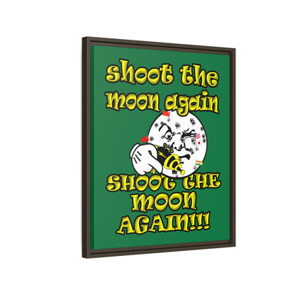 shoot the moon again - framed canvas art (dark green)