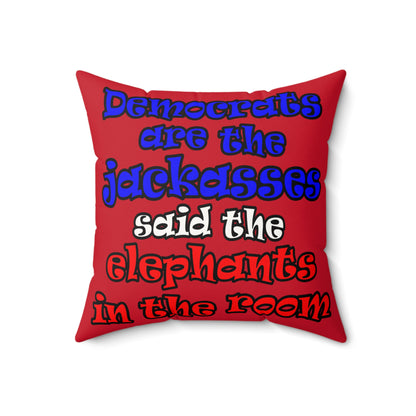 donkeys and elephants - Faux Suede Square Pillow - (dark red)
