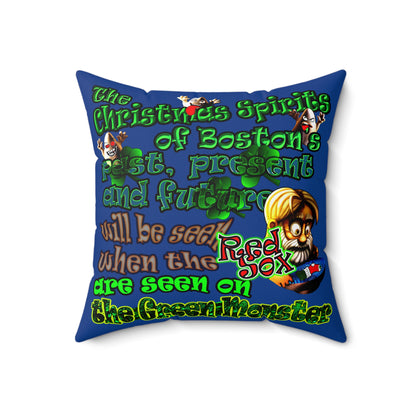 christmas spirits of boston - Spun Polyester Square Pillow - (dark blue)