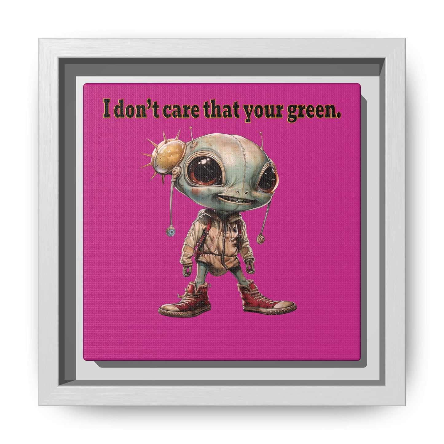 I don't care that your green - framed canvas art (pink)