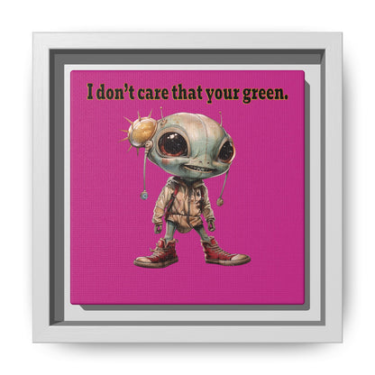 I don't care that your green - framed canvas art (pink)