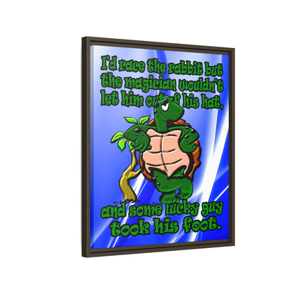 turtle race - framed canvas art (blue-white wave)