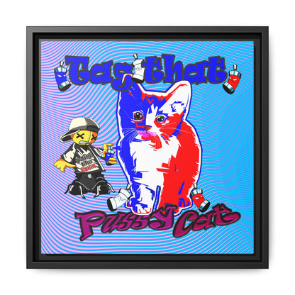 tag that - framed canvas art (light blue-purple wave)