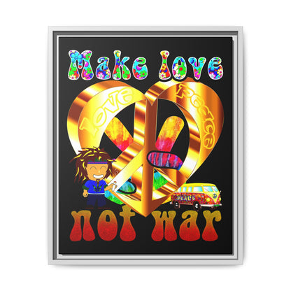 love peace - framed canvas art (black)