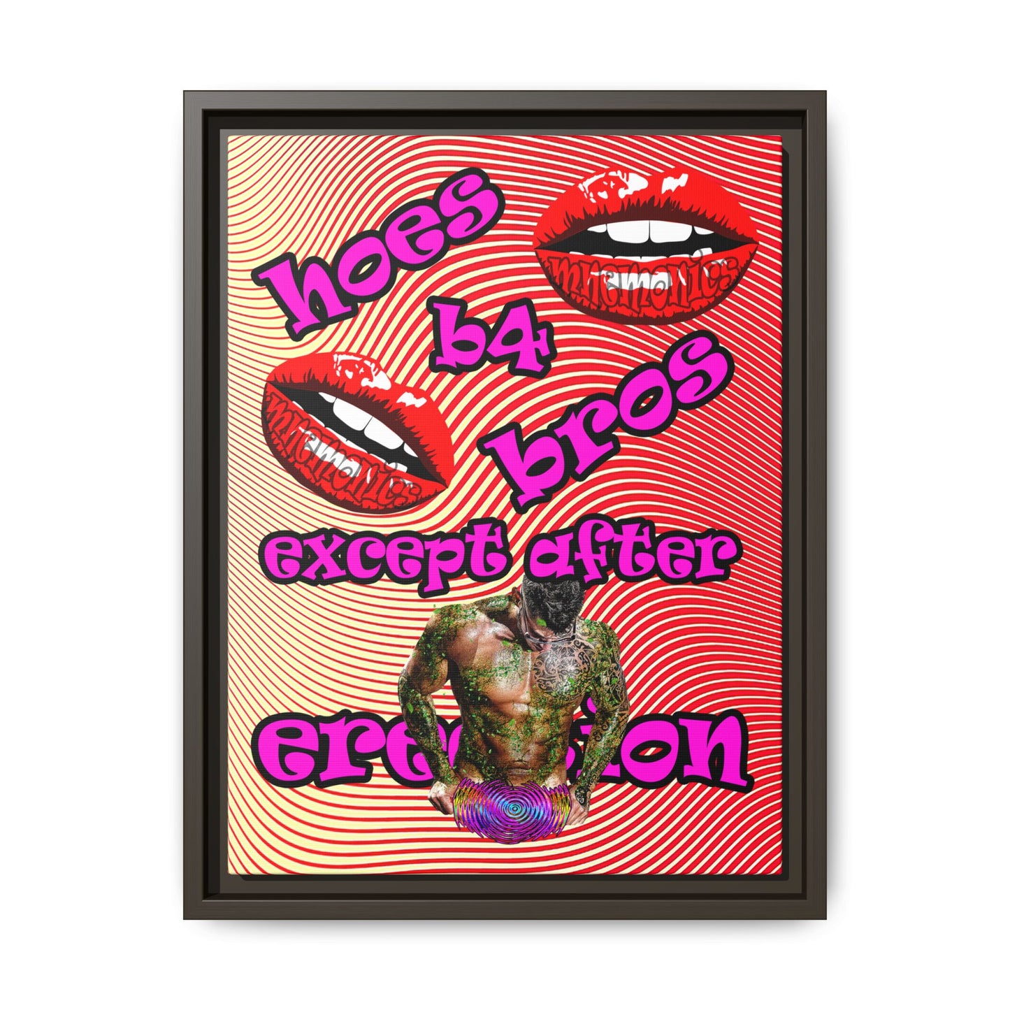 hoes b4 bros - framed canvas art (yellow-orange wave)