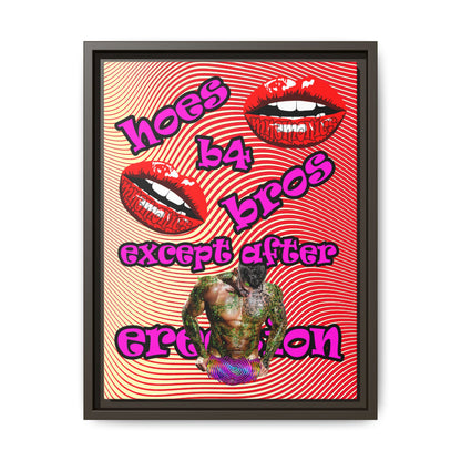 hoes b4 bros - framed canvas art (yellow-orange wave)
