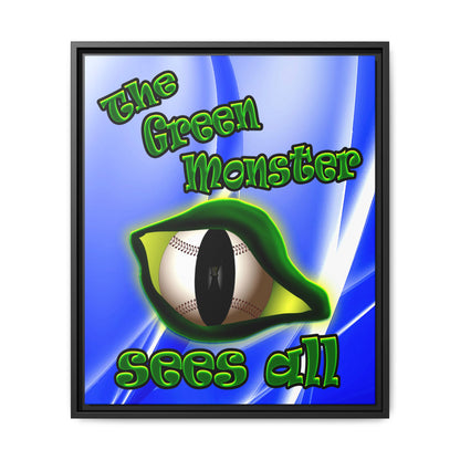 green monster - framed canvas art (blue-white wave)