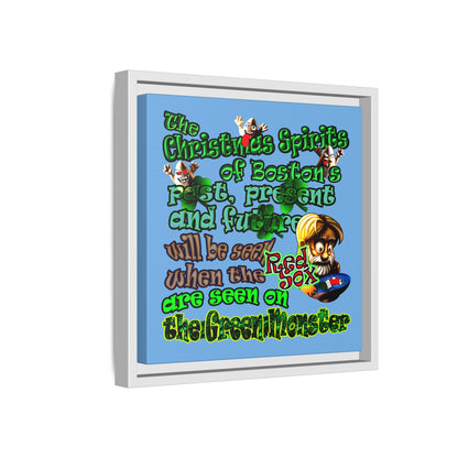 christmas spirits of boston - framed canvas art (light blue)