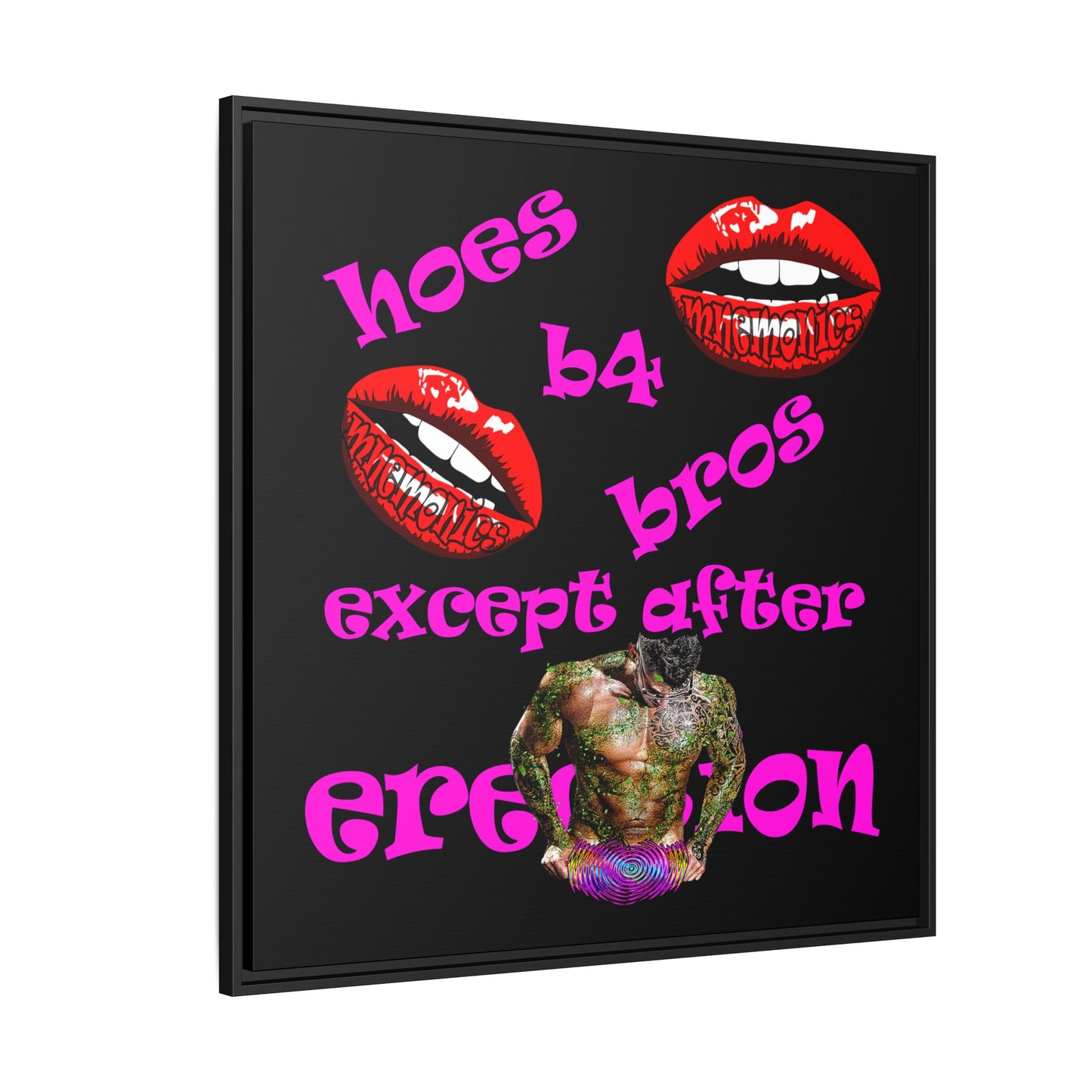 hoes b4 bros - framed canvas art (black)
