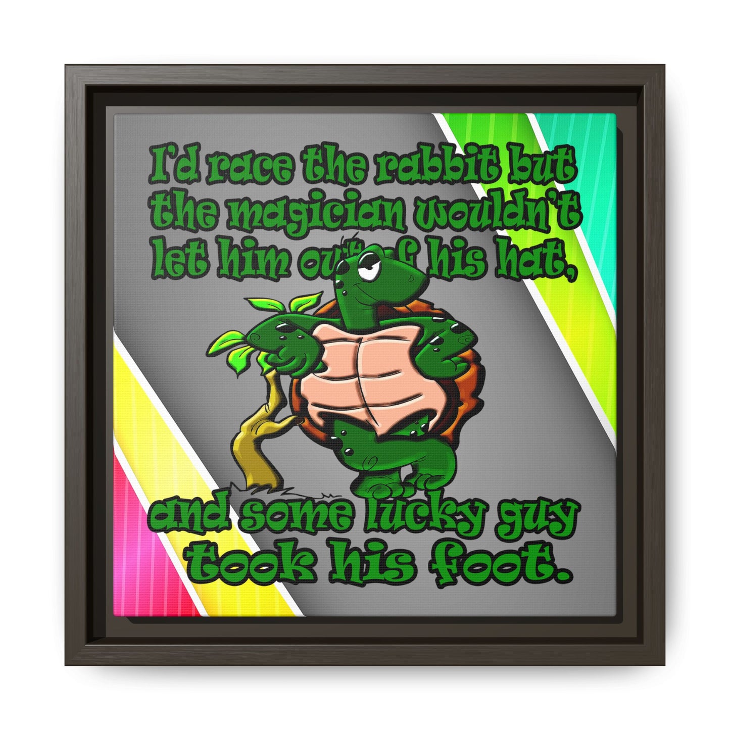 turtle race - framed canvas art (rainbow split)