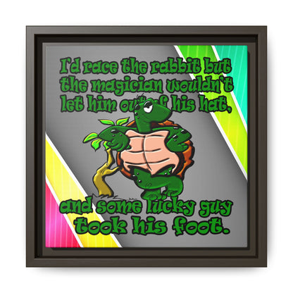 turtle race - framed canvas art (rainbow split)
