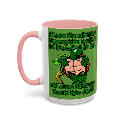 turtle race - Accent Mug (green)