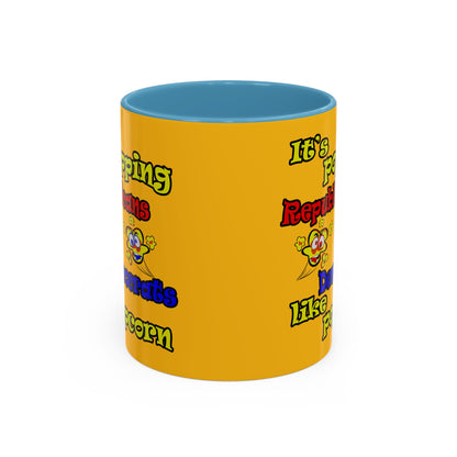 popping like popcorn - Accent Mug (yellow)