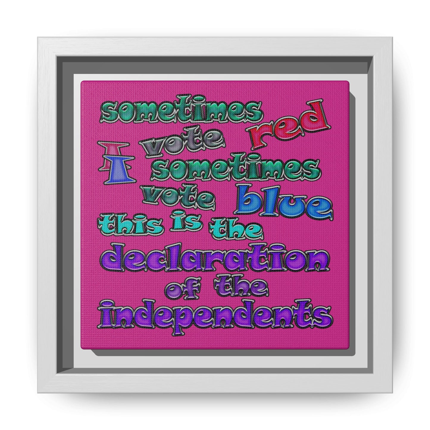 declaration of the independents - framed canvas art (pink)