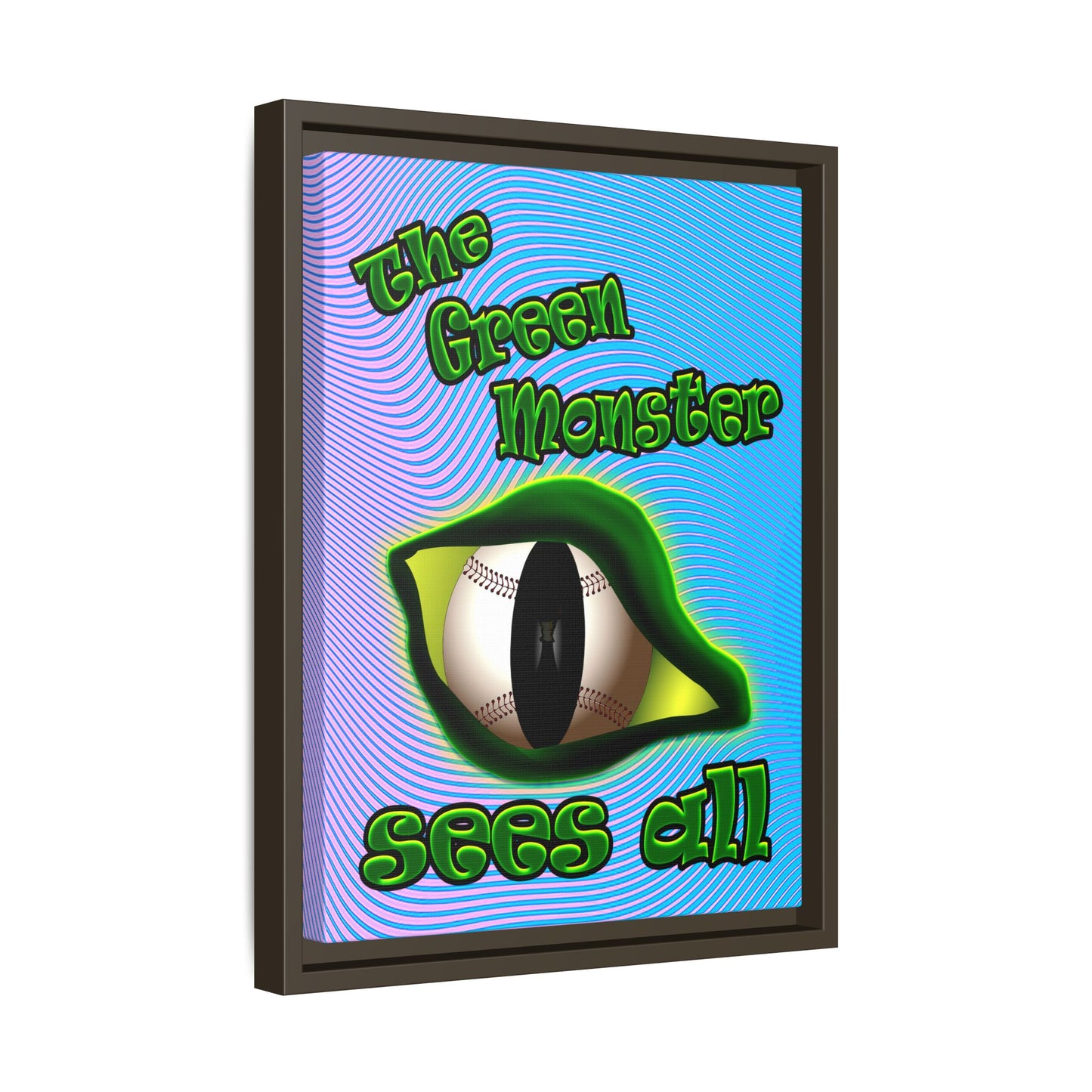 green monster - framed canvas art (light blue-purple wave)