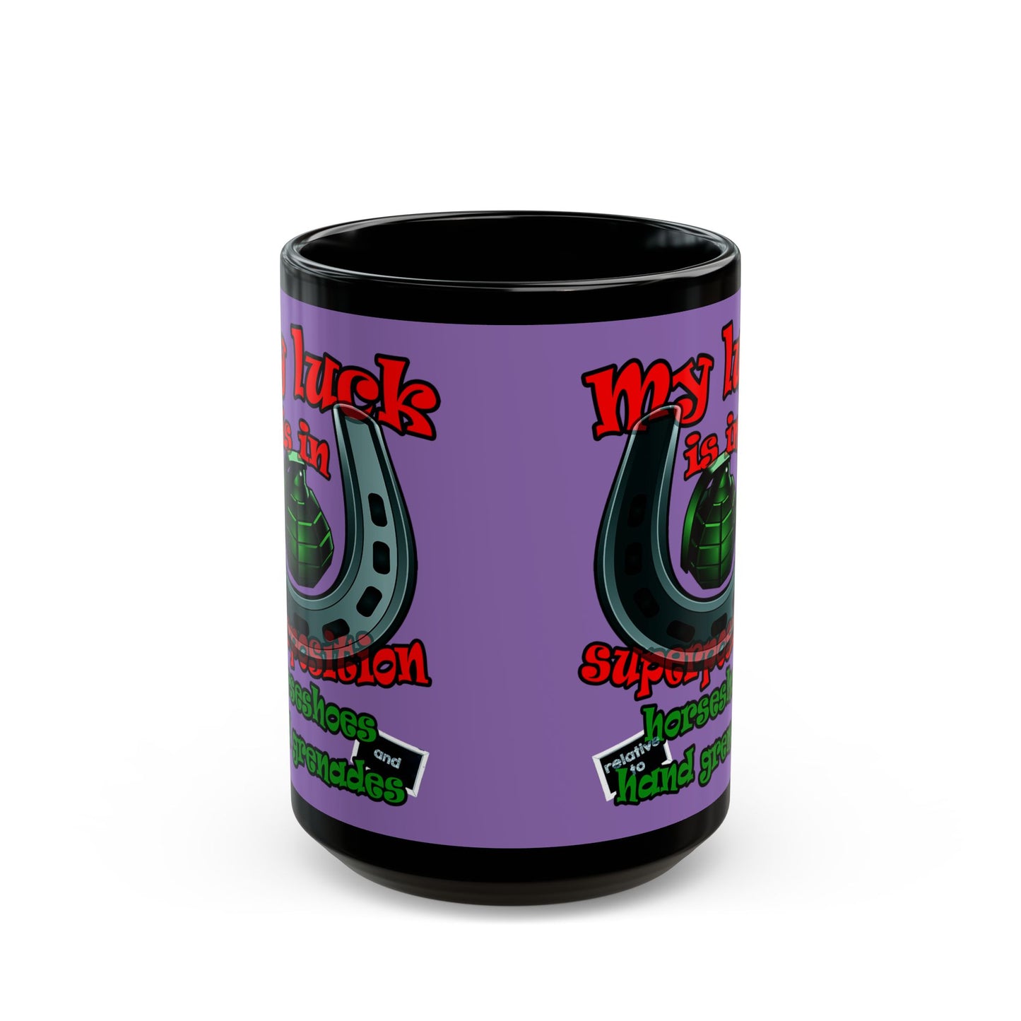 my luck - Black Mug (light purple)