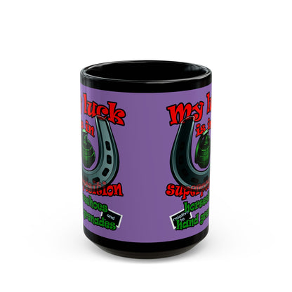 my luck - Black Mug (light purple)