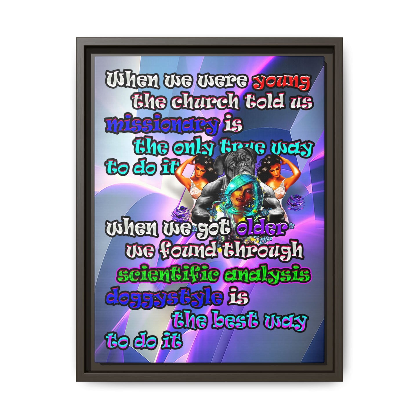 doggystyle - framed canvas art (grey-pink wave)