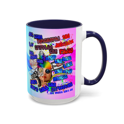 drop the beat - Accent Mug (light blue-pink wave)
