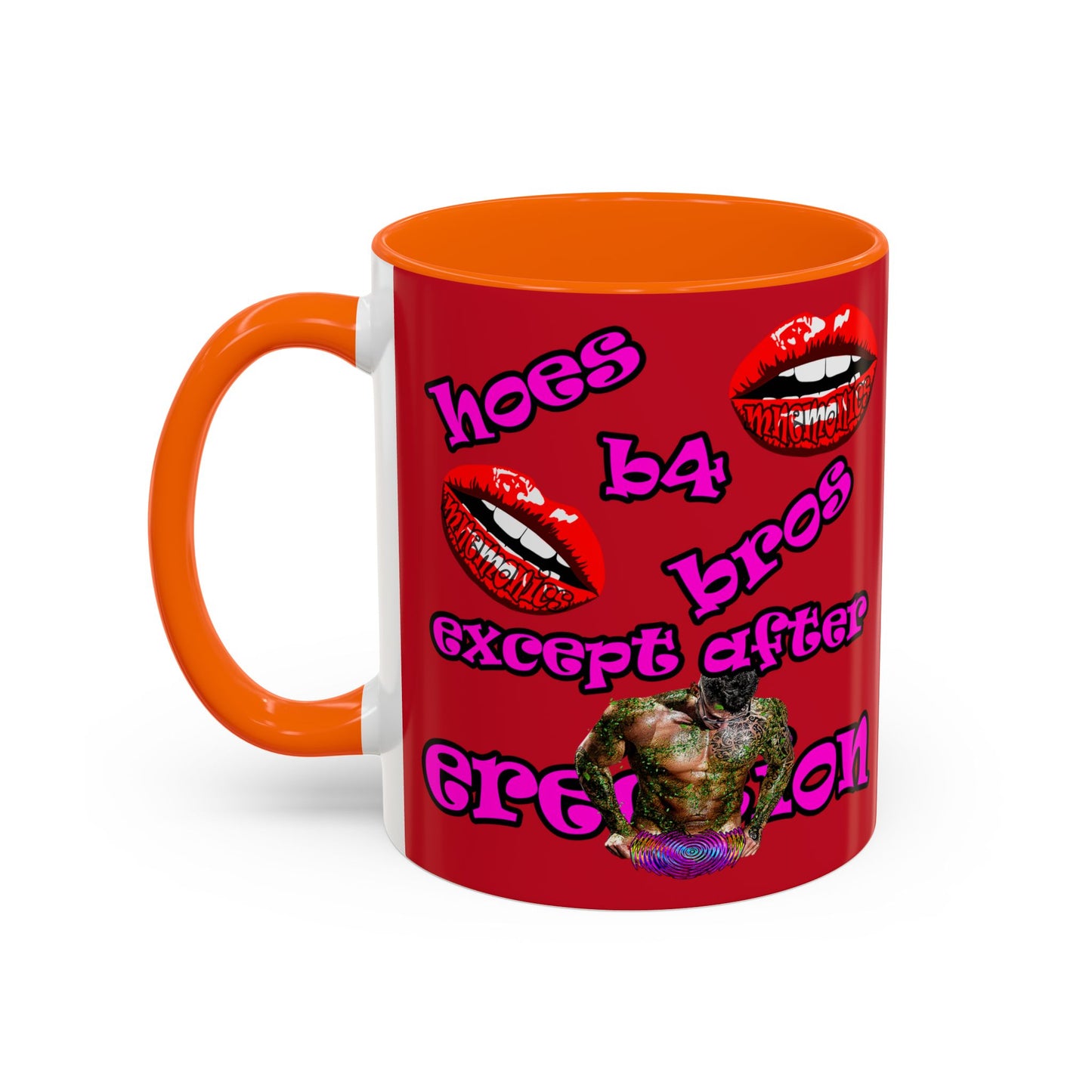 hoes b4 bros - Accent Mug (dark red)