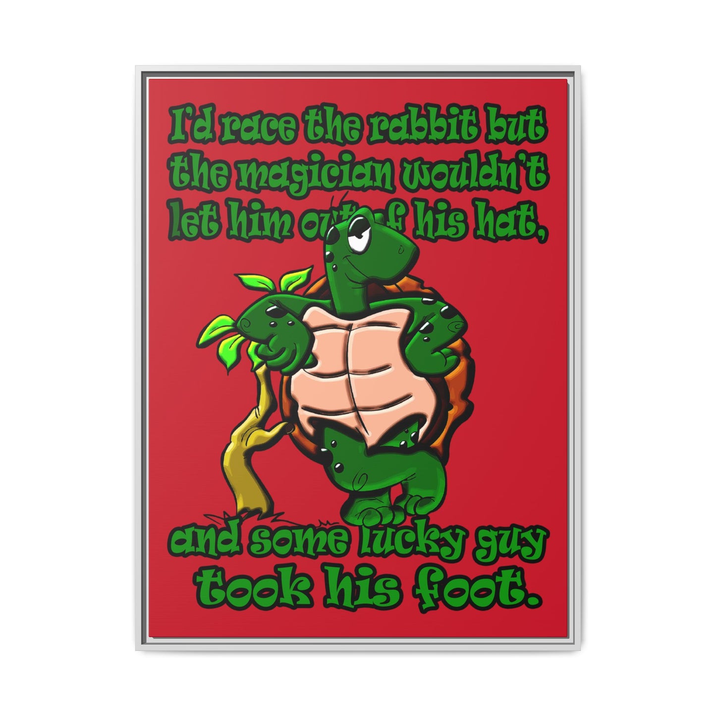 turtle race - framed canvas art (dark red)