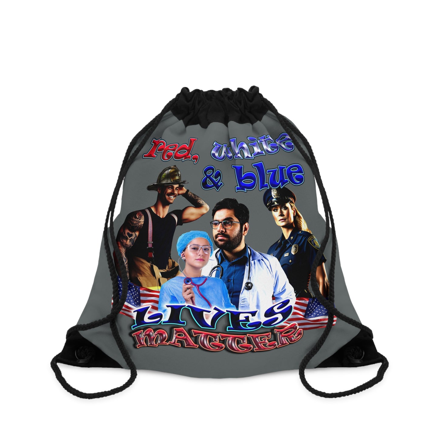 rw&b lives matter - Drawstring Bag (dark grey)