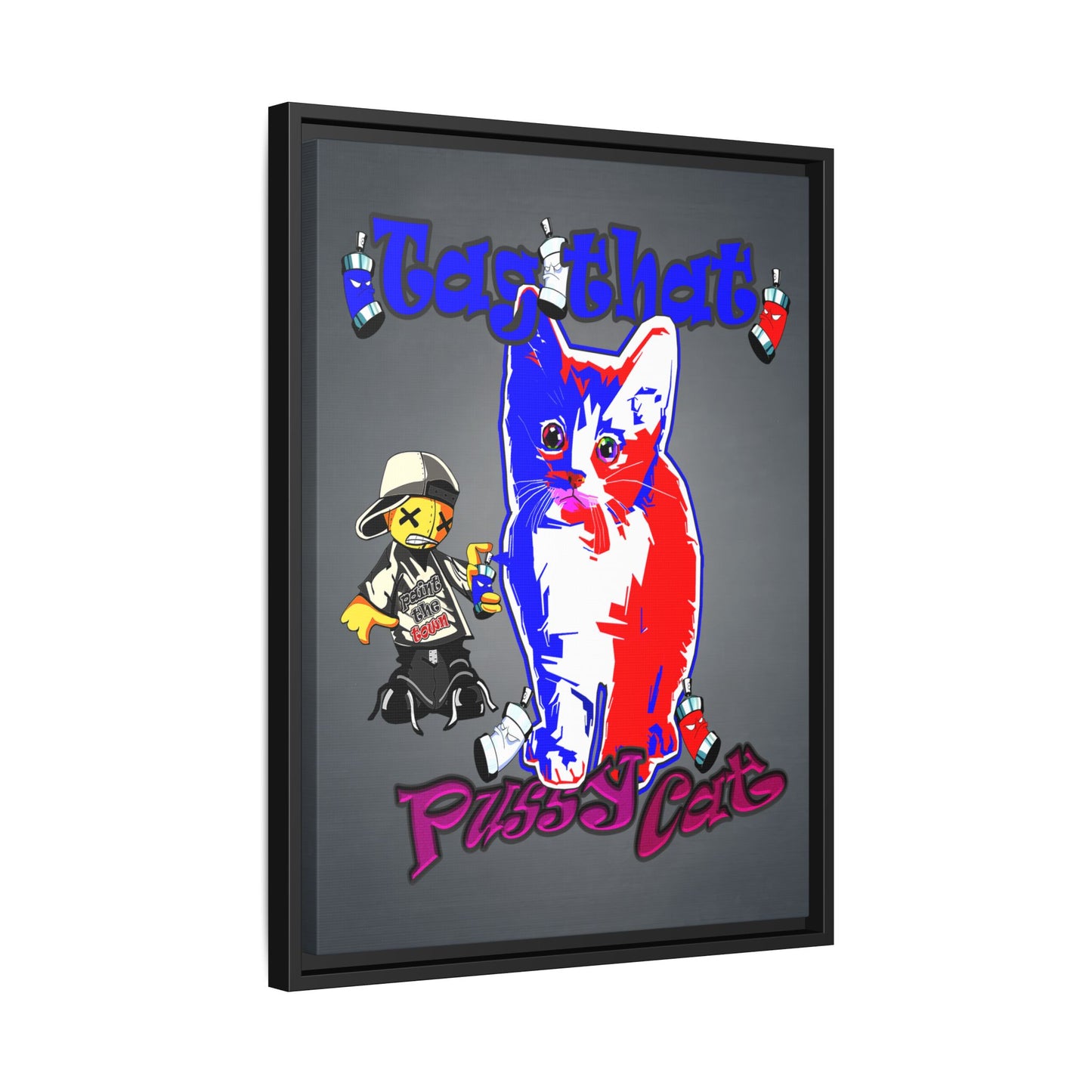 tag that - framed canvas art (grey-light grey)