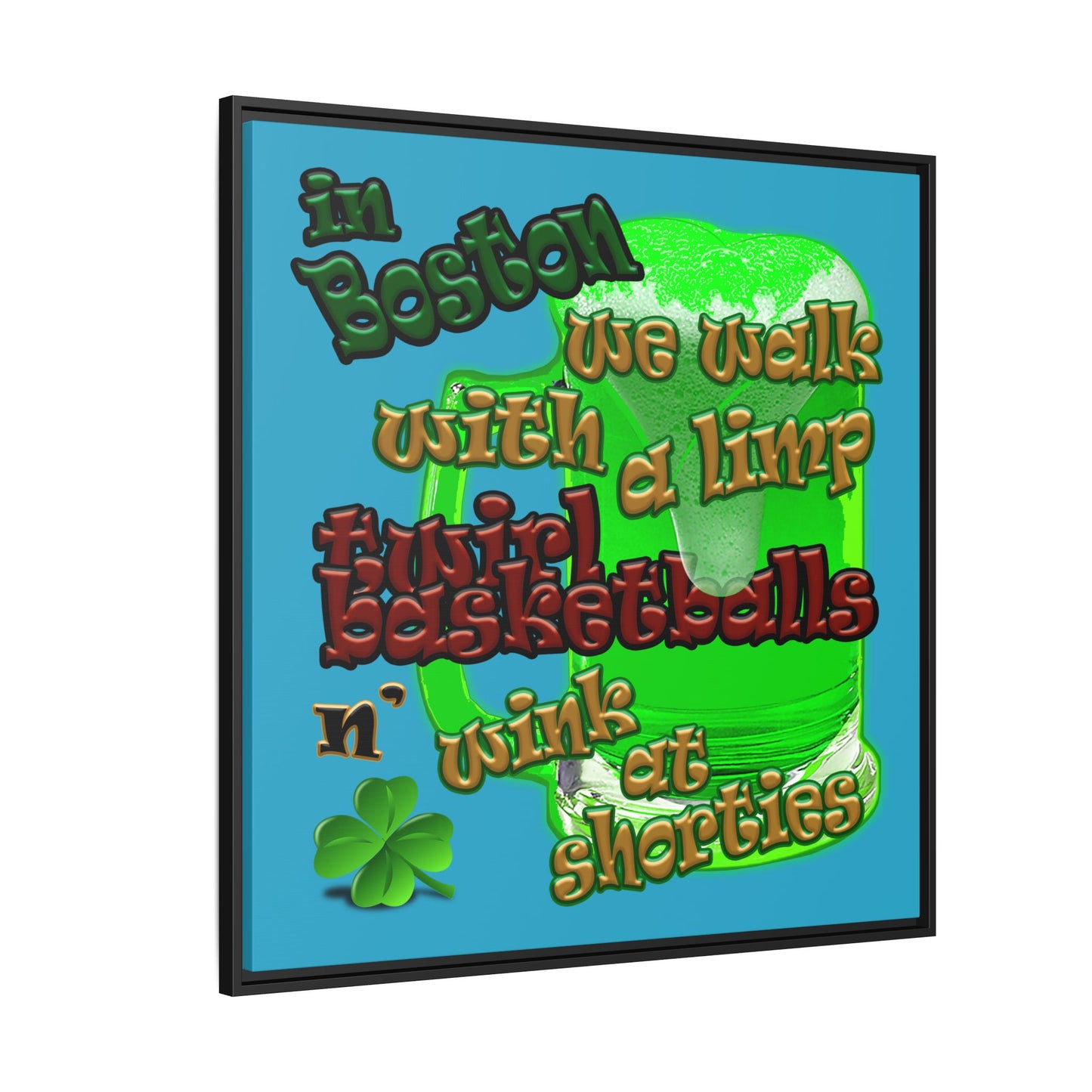 celtics logo - framed canvas art (turquoise)